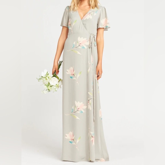⚪️ Show Me Your Mumu Noelle Wrap Maxi Dress – Floral Gray | XS - Picture 1 of 8